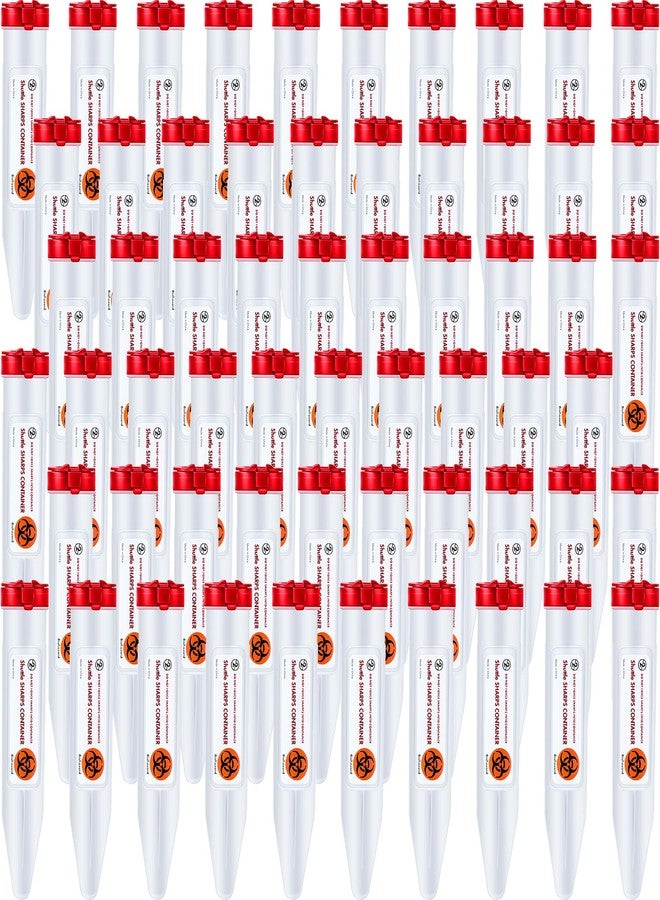 فاباي حاوية فاباي المحمولة للتخلص من الأدوات الحادة، 60 قطعة، 6.5 × 1.38 بوصة، حاويات للتخلص من الإبر، محقنة منزلية مزودة بآلية قفل، مناسبة للسفر، إسعافات أولية، استخدام واحد، لوازم مرضى السكري - Image 1